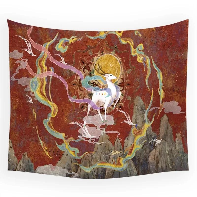 Çin Tarzı Uçan Ejderha Asılı Kumaş Ofis Oturma Odası Duvar Halısı Ev Duvar Dekorasyonu Duvar Halısı