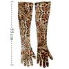 Gold Velvet Long Gloves Leopard Print Clubwear Mittens Fashion Dinner Dress Gloves  Halloween