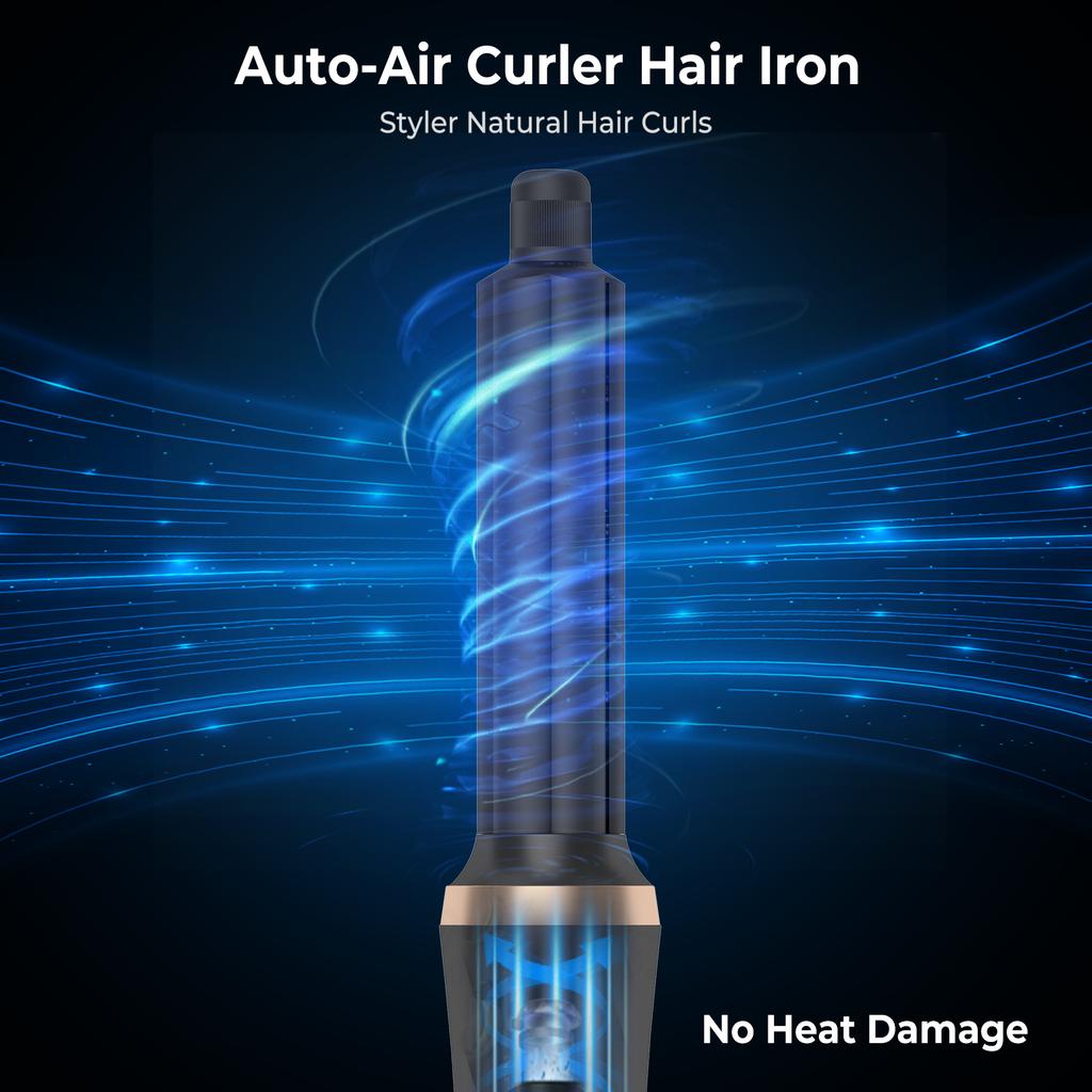 6-in-1 Hair Styler 1000W Fast Drying Motor Auto-Wrap Curling Iron Hot Air Brush Straightening Tools