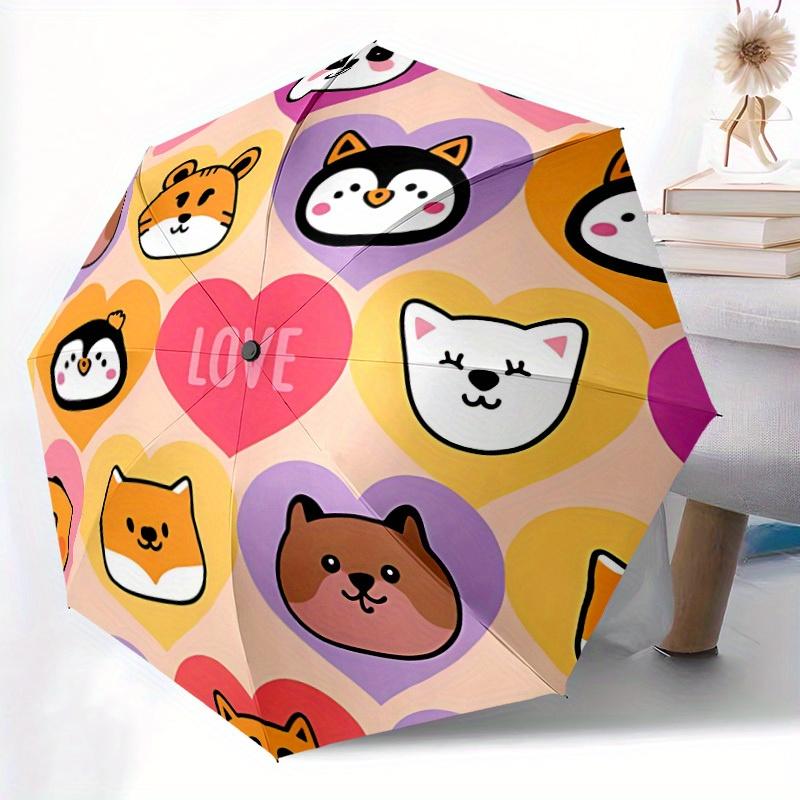 1pc Cute Animal Faces Automatic Umbrella - 8-Rib Foldable Design, Outdoor Adventures, and Family Celebrations yy250829083