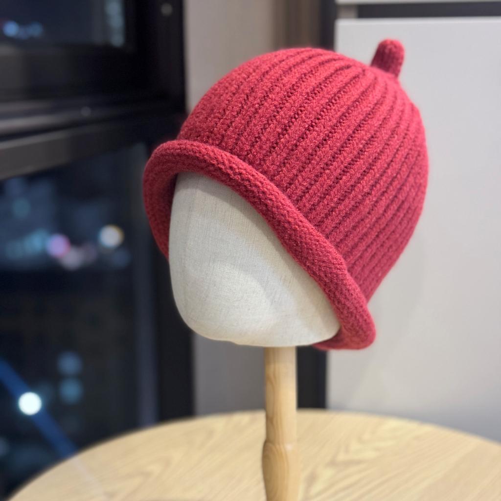 Korean Style Autumn and Winter Handmade Face Showing Small Basin Hat Cycling Ear Protection Cold Proof Woven Bucket Hat