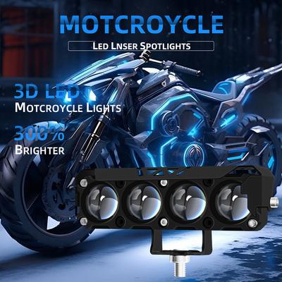 1/2pcs Motorcycle LED Spotlight 4x4 Strip Lights 4 Lens Working Light Bar Yellow White High Low Beam Lights Fog Lamp Spotlight
