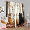Plane Printing Popular Curtain Panels Autumn Cat Trio Versatile Durable Polyester Without Rod Gifts Perfect Curtains Set Of 2 Made