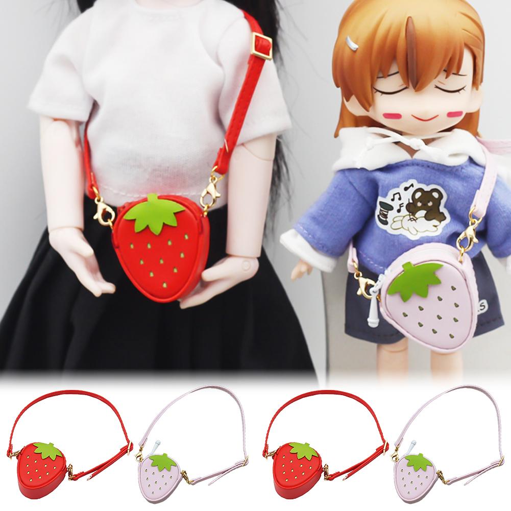 Doll Bag for Labubu Macaron Blythes and 17cm Plush Doll & 1/6 BJD PU Crossbody Bag