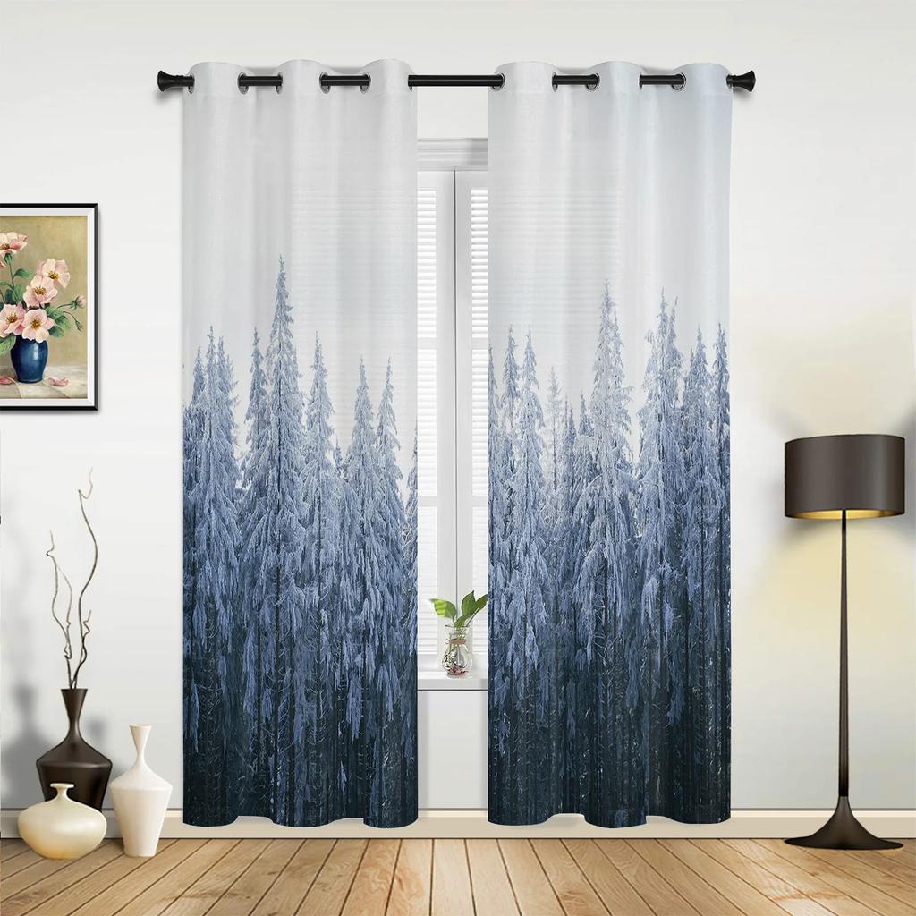 Winter Schneeberg Morgenlandschaft Hausvorhänge für Schlafzimmer Wohnzimmer Vorhänge Küche Kinder Fenstergardine Heimdeko