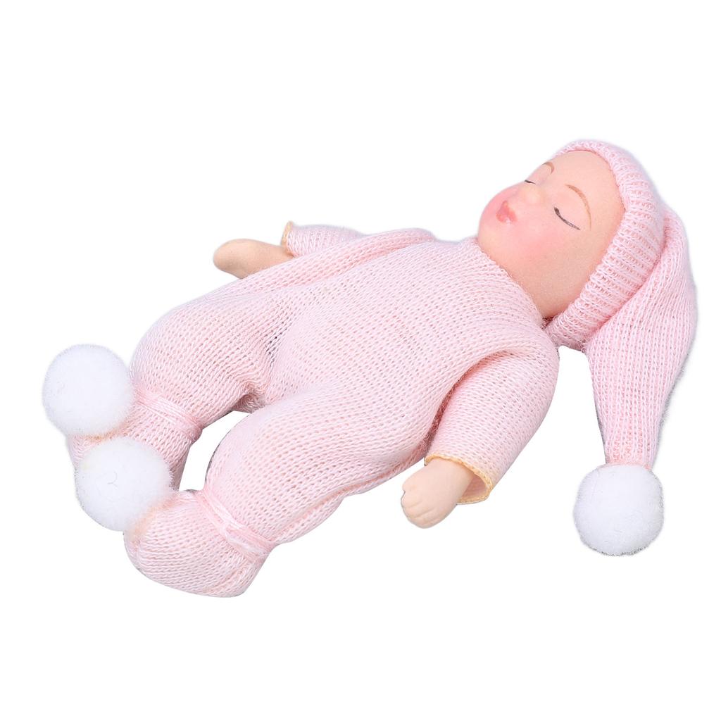 Dollhouse Porcelain Baby 1:12 Scale Mini Pink Sweater Dollhouse Miniature Newborn Figure