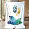 Brazil Football Printed Flannel Blanket Skin Friendly Warm Decorative Throw for Indoor Couch Bed Daily Use