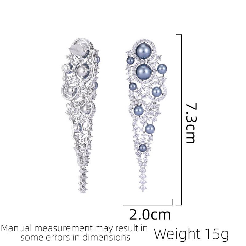 New Tassel Fashion Women's Light Luxury Design Simulation Pearl Earrings French Elegant Zircon Earring Accessories