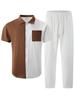 26th Anniversary Men's Plaid Patchwork Short Sleeve Shirt & Pants Set