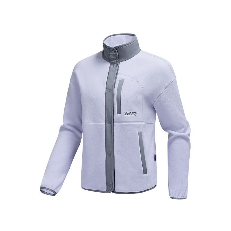 Skechers Fleece Lined Color Block Stand Collar Fashion Long Sleeve Jacket Women outerwear P425W064-00FW S