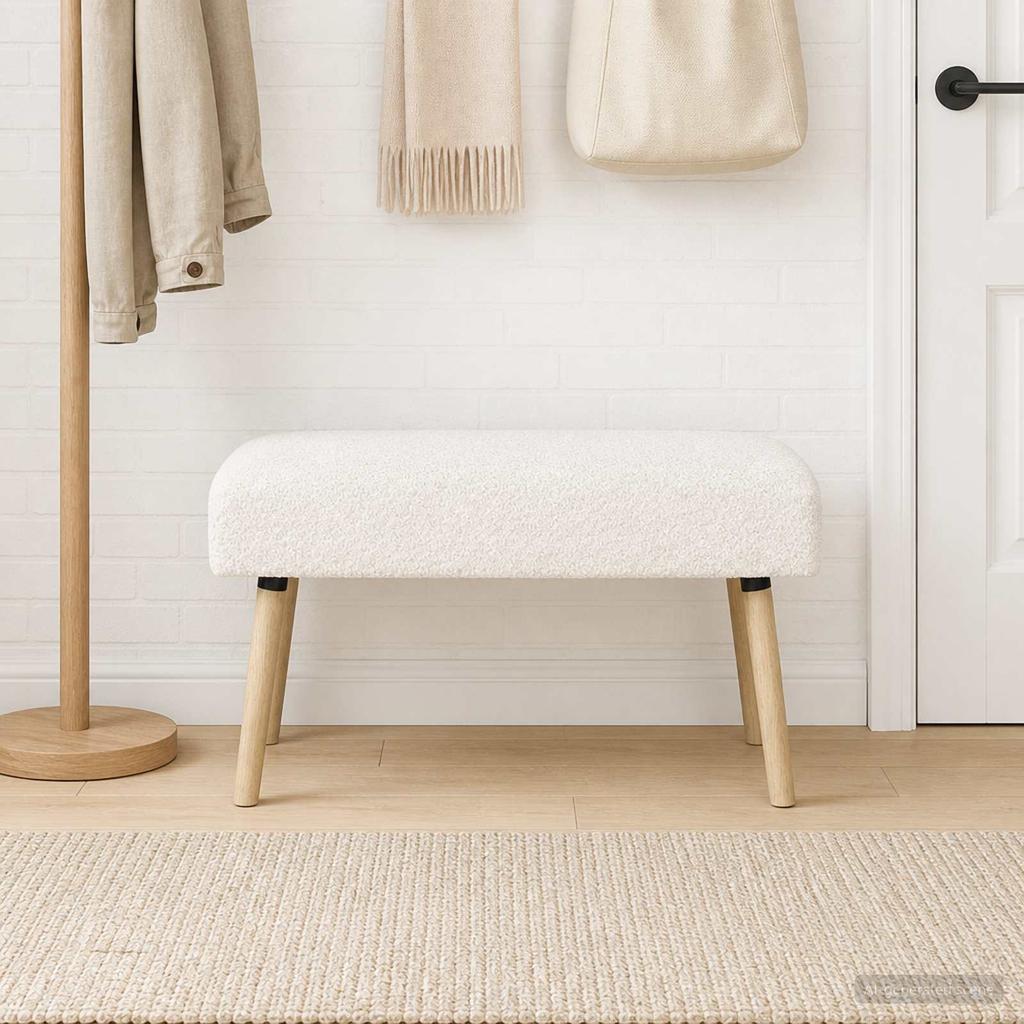 Bench Uni Cream 80 X 40 X 46 Cm Boucle