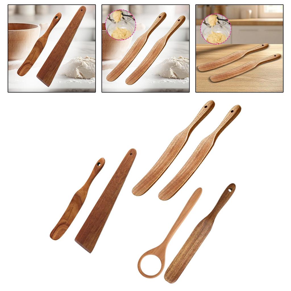 Sourdough Bread Mixing Spurtle Flat Wooden Turner for Turning Serving Mixing