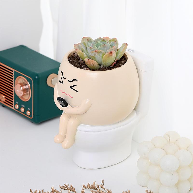 Resin Modern Minimalist Cartoon Pattern Cross-border New-style Cute Succulent Swing Flower Pot Craft Creative Home Decor Planter