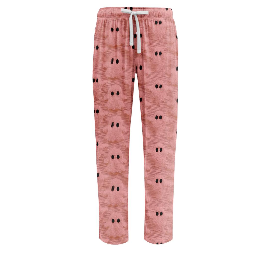 Anime Pyjamasbyxor Sovkläder Casual Dragsko Elastisk Midja Byxor Bekväma Raka Yoga Lösa Byxor