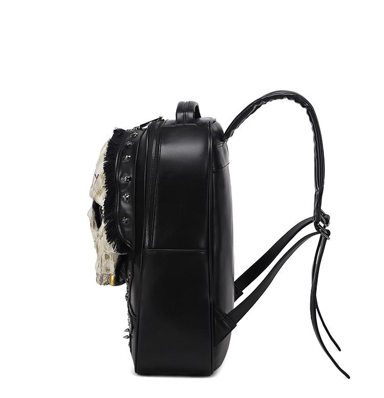 Skull 3D Stereo PU Double Shoulder Backpack for Men and Women