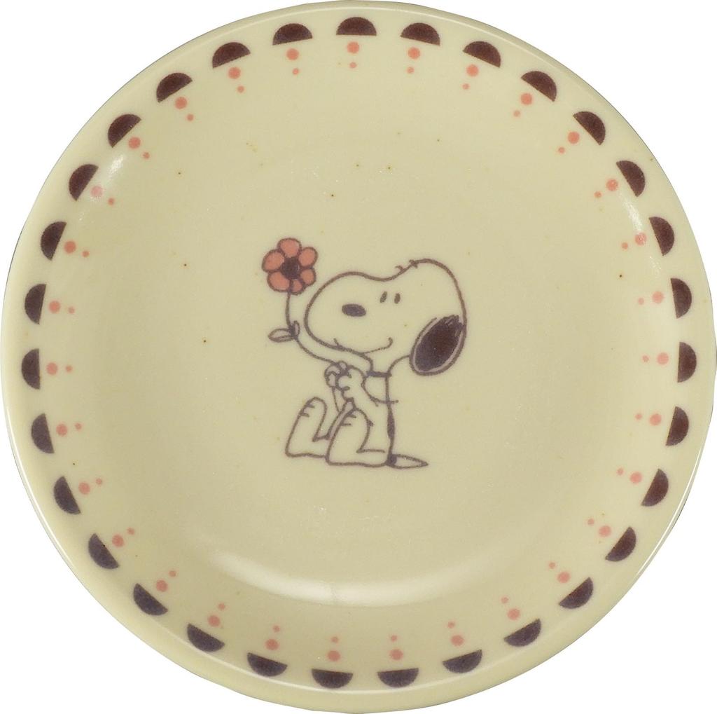 PEANUTS Snoopy Small Set of Side Bread Microwave and Dishwasher Safe Made in Mino Yamaka Plates, 4, Plates, Plates, 15.5cm Diameter, (Vintage Series),