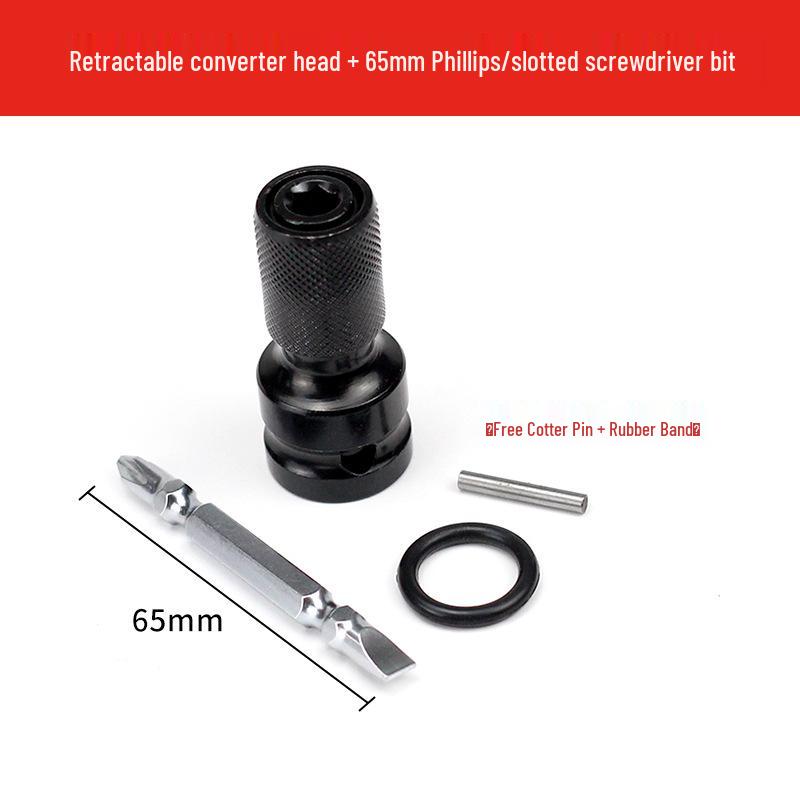 Electric to Air Impact Wrench Converter: 1/2" to 1/4" Hex Bit Adapter with Telescopic Spring Sleeve.
