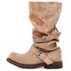 [Zhang Yuanying] Belt buckle stack boots thick heel retro mid-wind boots boots niche tooling boots