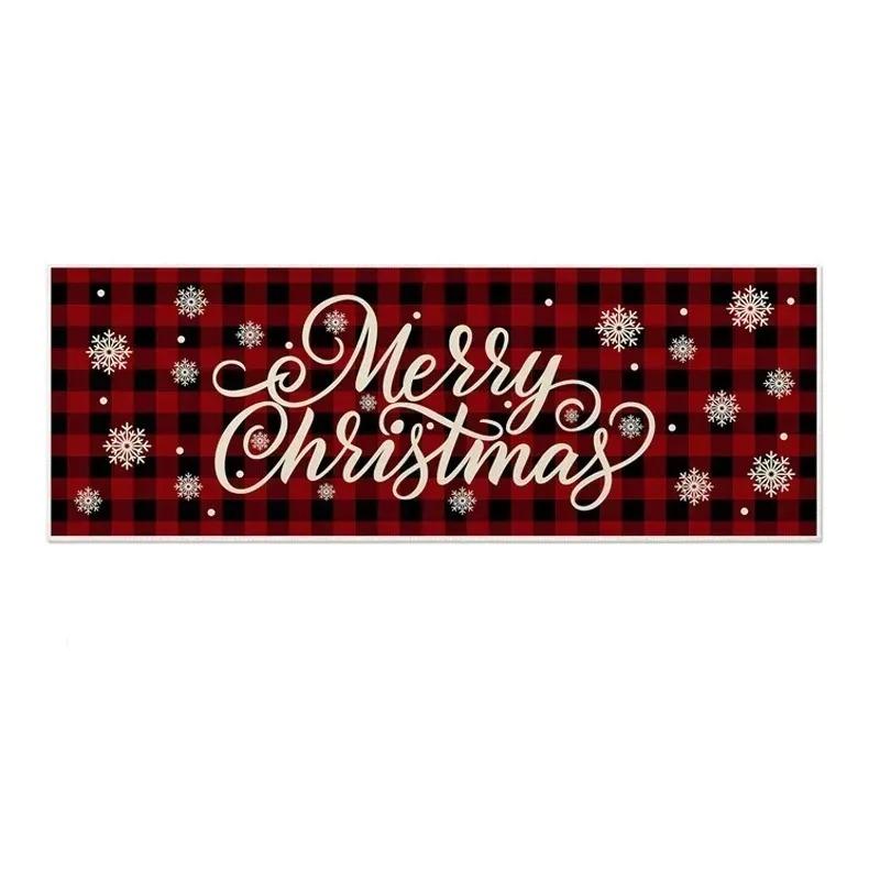 Crystal Velvet Christmas Kitchen Floor Mat with Edge Trim Soft Non Slip Holiday Rug for Home Christmas Festive Decoration