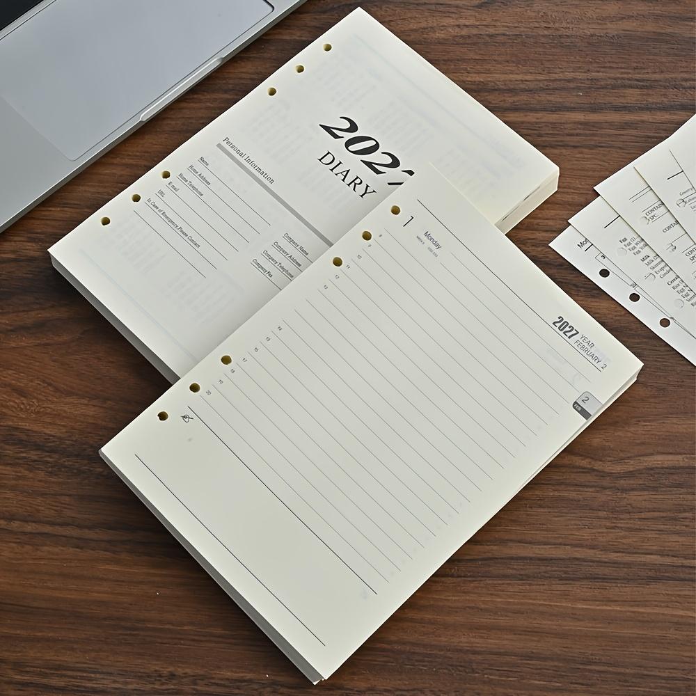 Calendario Inglese a Fogli Mobili 2027, Formato A5, Prodotto da 12 Mesi con 180 Fogli/360 Pagine. Fogli di ricambio per agenda per pianificazione giornaliera a 365 giorni