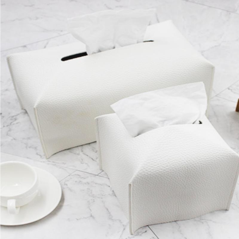 Square PU Leather Tissue Box Holder Modern Decorative Waterproof Organizer for Home End Table Office Countertop Car RV