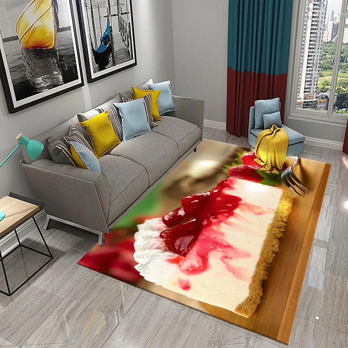 

Delicious Cake Carpet for Kitchen Door Mat Carpet Living Room Bedroom Healthy Food Anti-slip Floor Rug Children Crawling Carpet 50x80cm