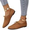 Women's Fashion Pointed Toe Lace-up Casual Flat Shoes for Plus Size