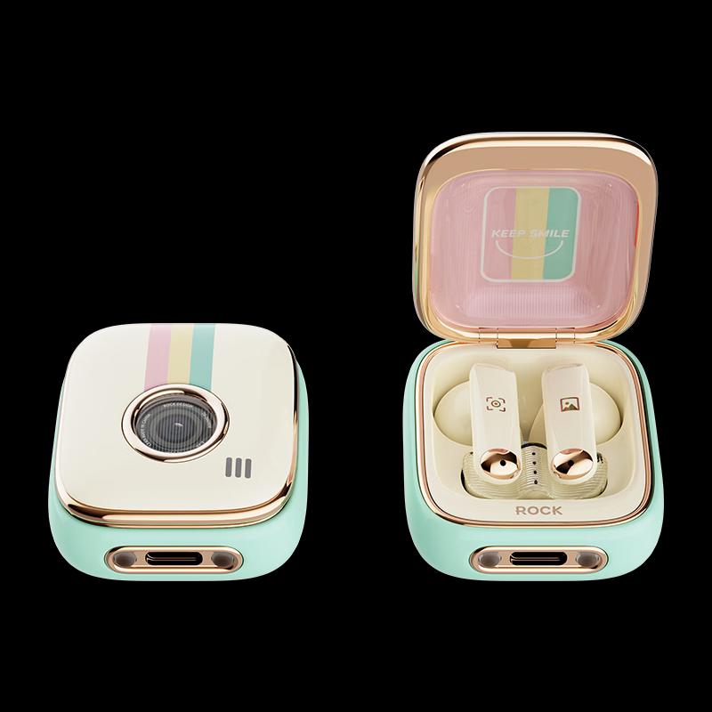 

ROCK Retro Camera Half-in-Ear Bluetooth 5.0 Wireless Earbuds