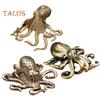 Octopus Ornament Tabletop Retro Alloy Octopus Squid Figurine Solid Metal Collectible Octopus Statue for Home Office Car Decor