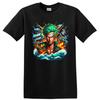 Roronoa Zoro Anime T Shirt Green Haired Swordsman Pirate Ocean Waves Art Tee
