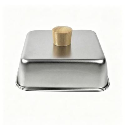 Stainless Steel Cooking Lid With Heatproof Wooden Handle Heat Resistant Basting Cover For Home And Restaurant Use