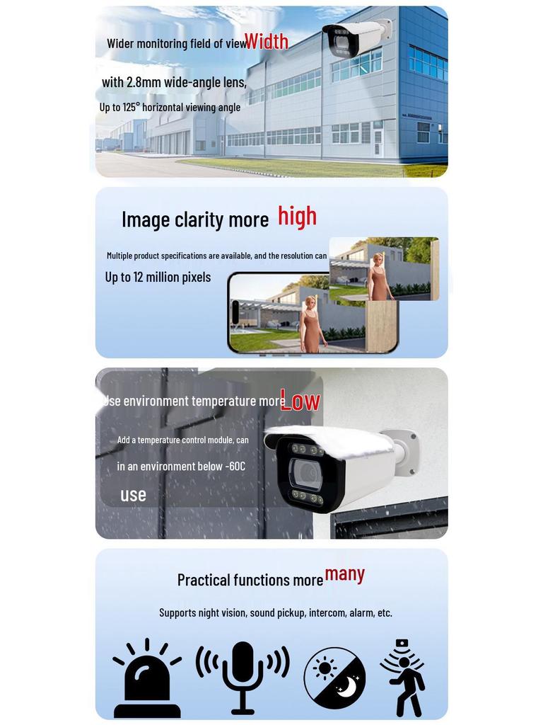 Outdoor 5MP Full Color Night Vision POE Bullet Surveillance Camera with Alarm Push