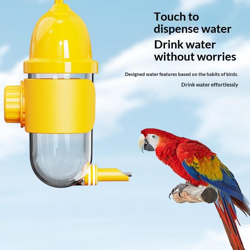 Bebedouro Automático para Pássaros Pin-Touch Sem Gotejamento Grande Capacidade 330ml Pele de Tigre Papagaio Myna Alimentador de Água Gaiola de Pássaro Suprimentos para Pendurar