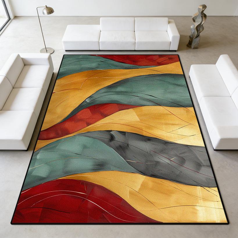 Modern Abstract Geometric Fluffy Sunroom Rug Living Room Decoration Aesthetic Antiskid Carpet Big Size Easy Clean Soft Floor Mat