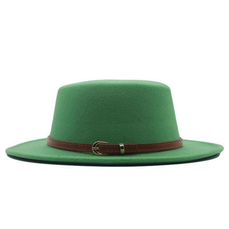 Autumn and winter new British men's top hat, flat-top woolen hat, European and American jazz hat, big-brimmed women's hat