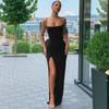Summer Split Slim Fit Backless Black Sexy Dress Women Sleeveless Strapless Elegant Party Dresses Women Vintage Fashion Club Evening Red Dress 25771