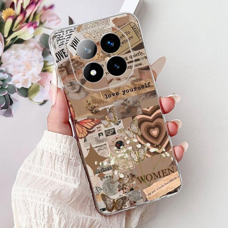 For Xiaomi Redmi Note 14 Pro+ 14Pro Note14 4G 5G Phone Case Back Cover Girly Fashion Flower Butterfly Paintong Soft TPU Fundas