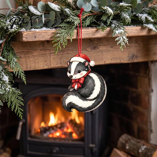 Christmas Tree Hanging Accessories 12/24Pcs 2D Wooden Ornaments, Woodland Animal Decorations, Forest Ornaments Creature Ornament for Tree, Holiday