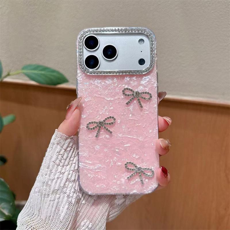 

Rhinestone Marble Pattern Phone Case for iPhone 17 Pro Max, Apple 16 Bowknot, and 15 Plus Simple 14. 13 Pro