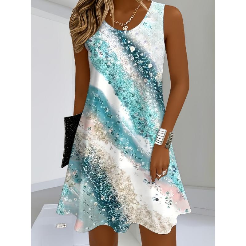 European and American spring and summer women s floral print casual dress S