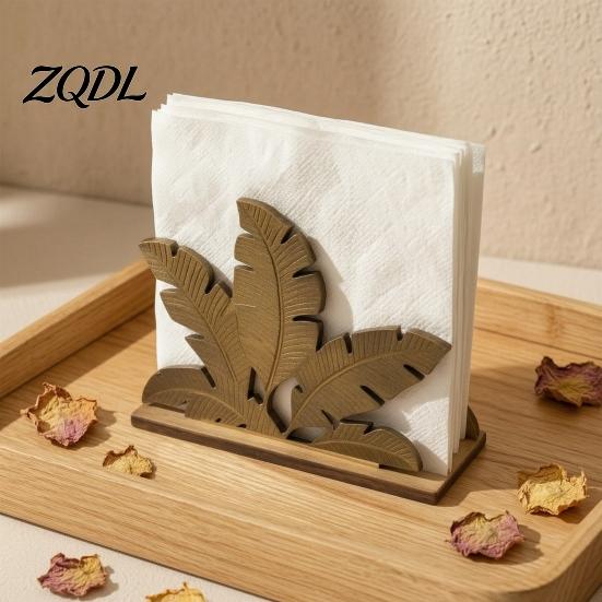 Gift for Housewarming Wood Napkin Holder, Leaf Shape Solid Dispenser, Decorative Versatile Home Table Ornament Paper Towel Organizer Dining