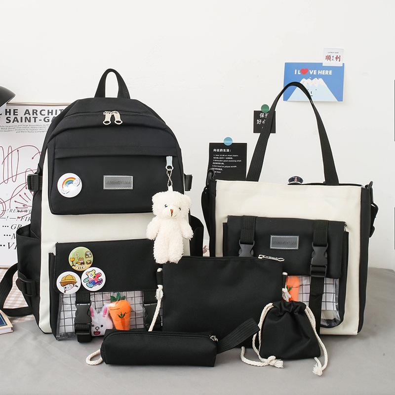 Large-Capacity Primary School Junior High School Students Shoulders Backpack High School Five Sets of Multi-Compartment Fash