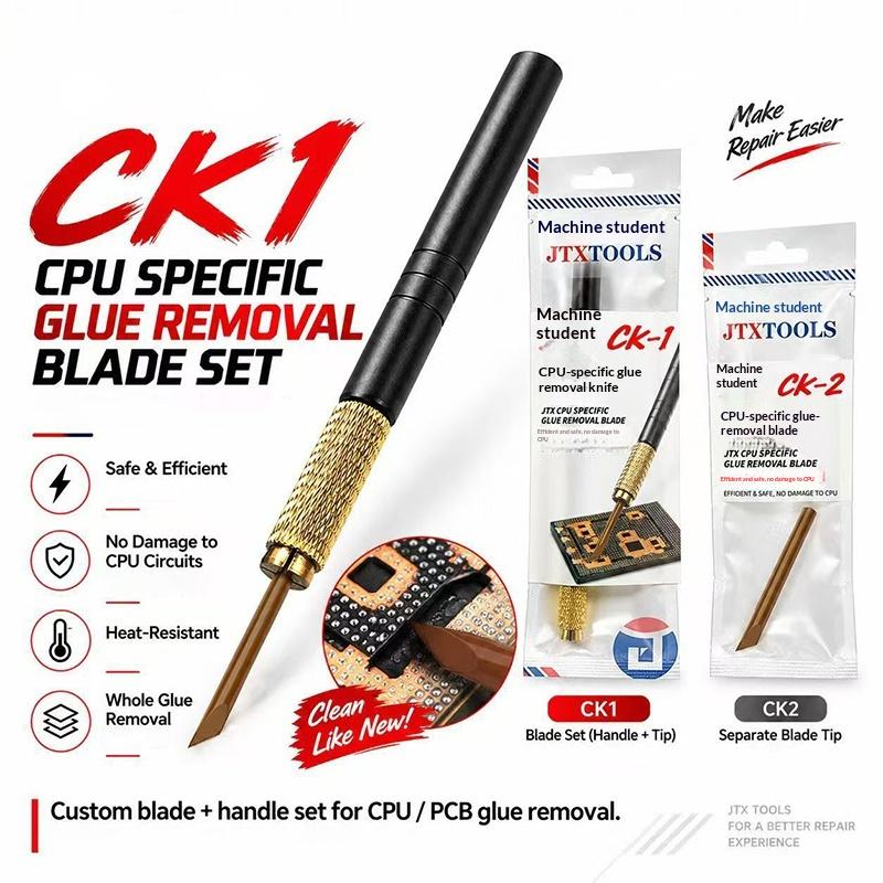 Ck1 Cpu Specific Glue Removal Blade Precision Beveled Tool Heat Resistant Non-Deformable Built For Cpu Black Glue Cleaning