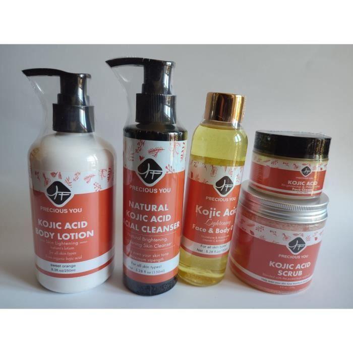 Gamme de soins de la peau - KUNCHIDIITA - Acide Kojic - Lait 300ml - Gommage 100ml - Crème visage