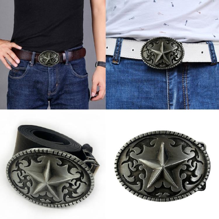 Western Belt Buckle Five-Pointed Star Belt Buckle Belt Accessories  Christmas Gift for Men Women