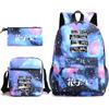 3 Piece School Backpack Set for Students Large Capacity Oxford Cloth Schoolbag with Shoulder Strap and Pencil Case