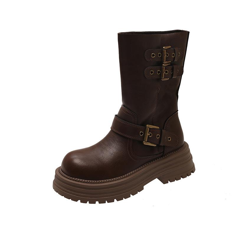 

Maillard brown Martin boots women s autumn new western cowboy retro versatile medium boots 39 коричневый