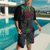 Creative Personalized Skeleton 3D Printed Men's Two-Piece Set Summer Fashionable Soft Comfortable Breathable Large Loose Casual Style Sports Wear