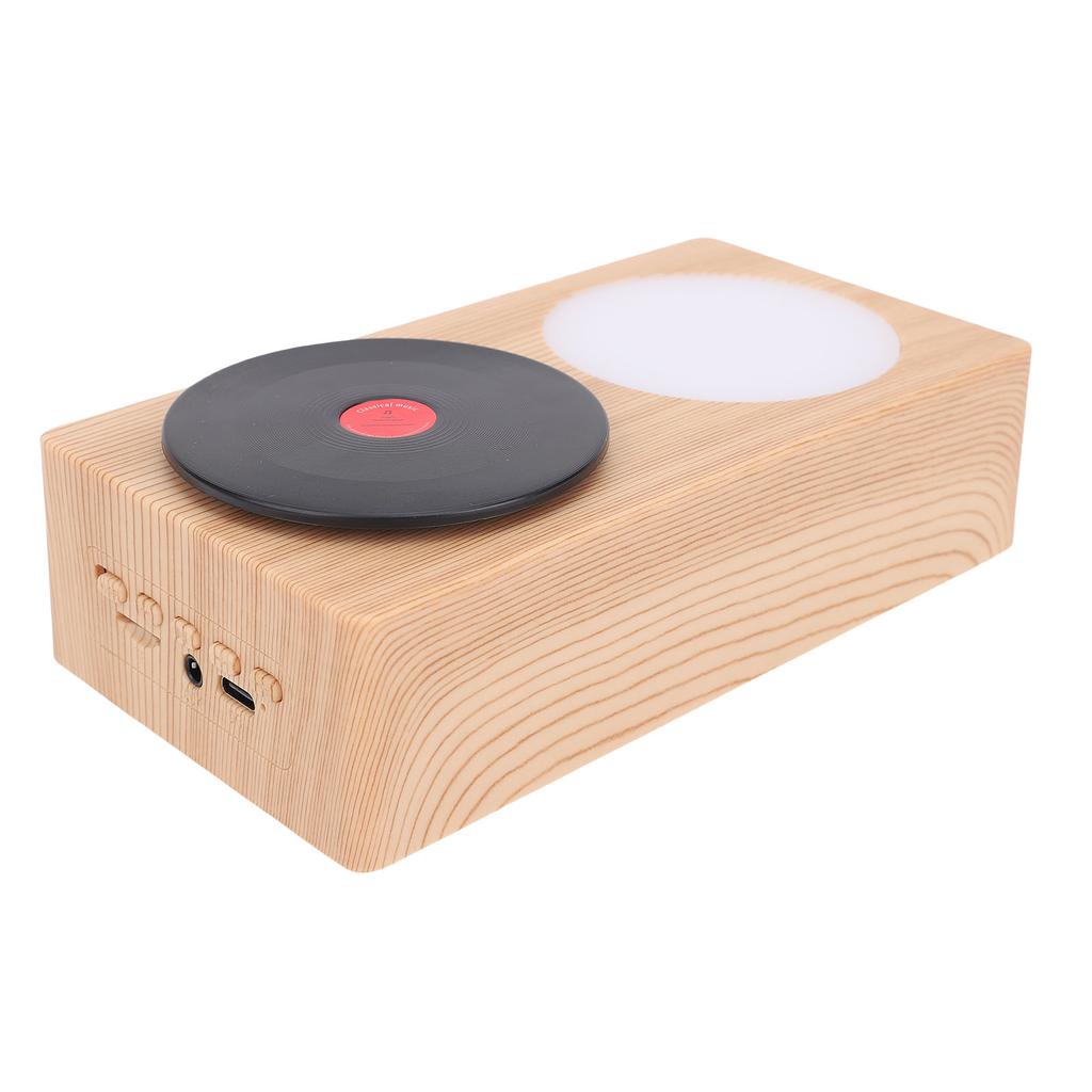 Record Player Bluetooth Speaker with Night Light Wooden Bluetooth 5.0 3 Modes Portable Wireless Turntable Speaker for