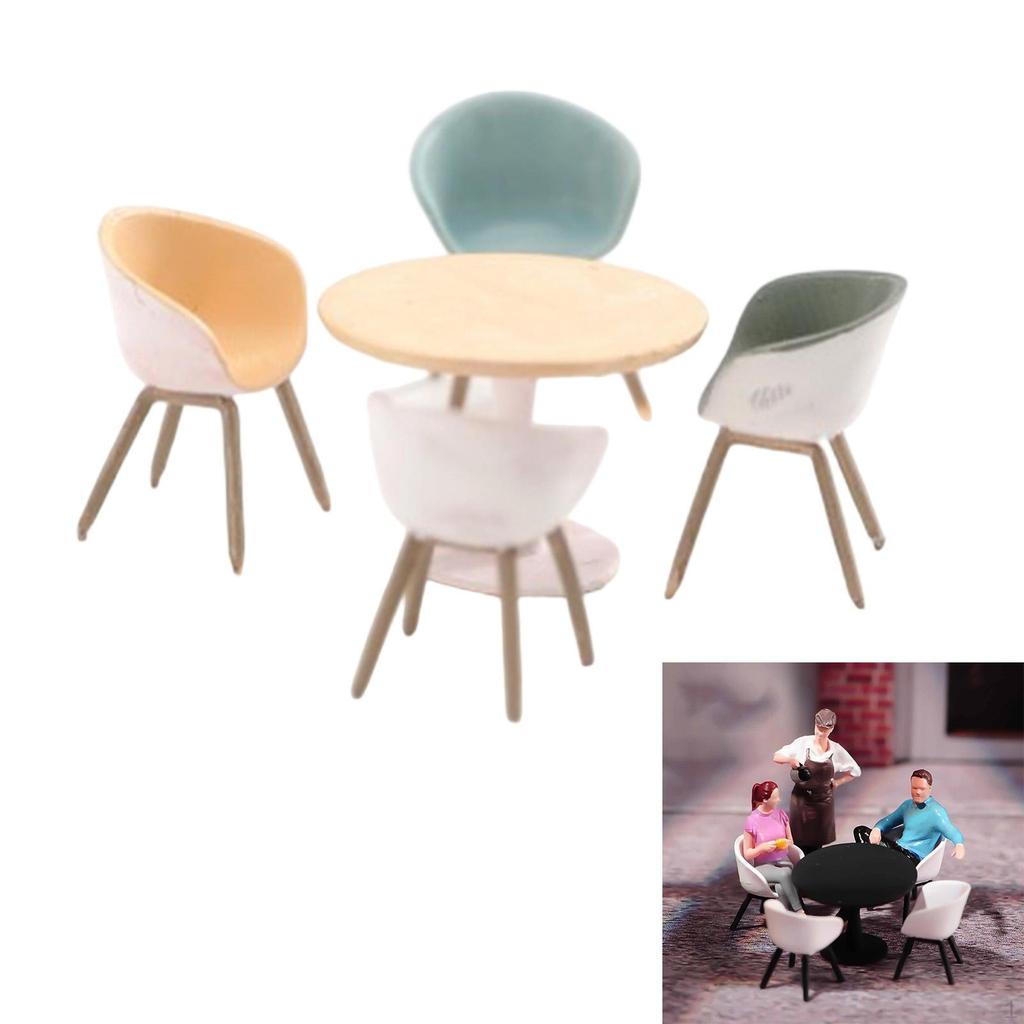1/64 Miniature Table Chair Set Mini Furniture Model Decoration Creative Tiny Resin Modern Desk